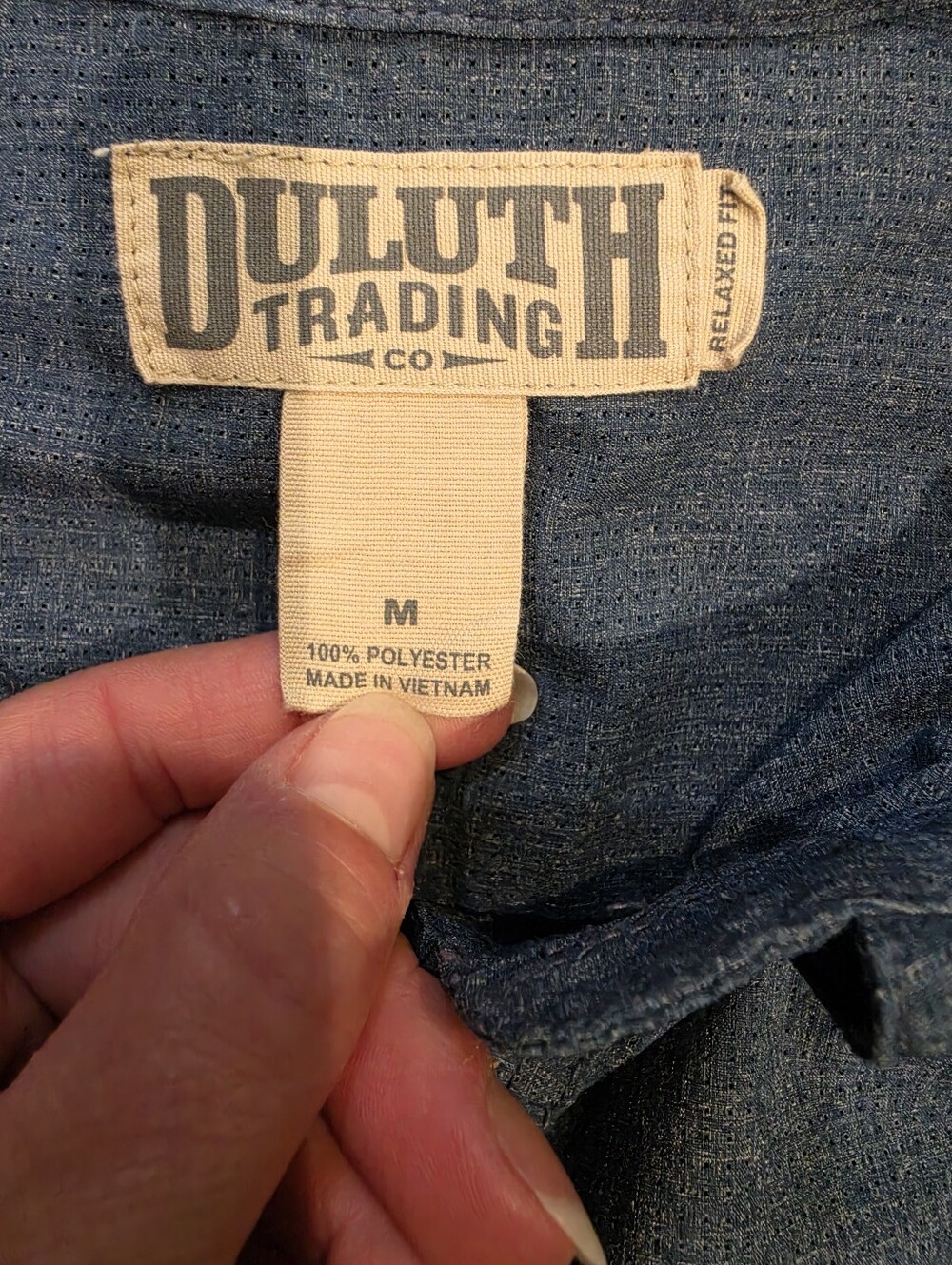 Duluth Trading Co Mens M Blue Relaxed Fit Short Sleeve Button Down Work Shirt - Picture 3 of 4